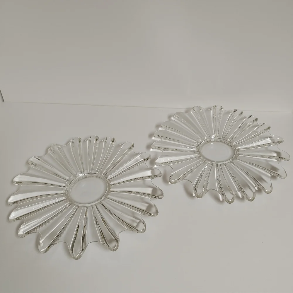 Vintage Federal Clear Glass Platter Wavy Pattern